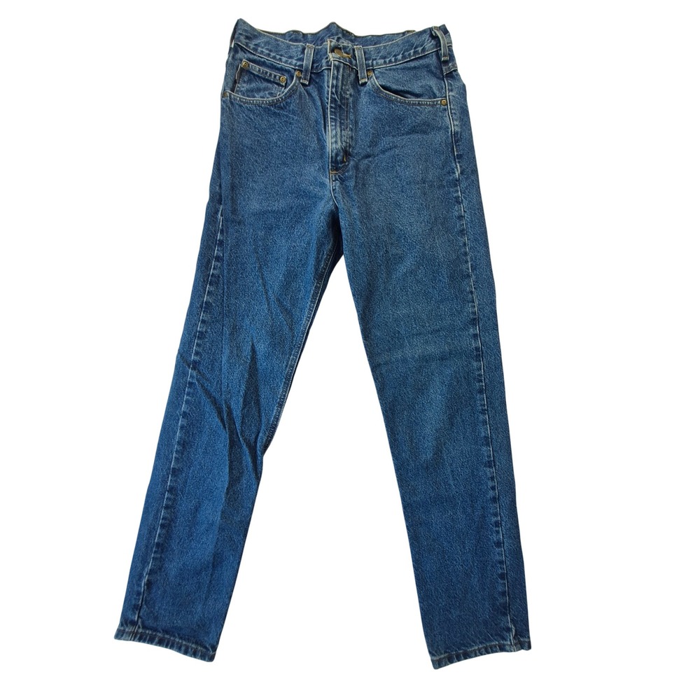 Carhartt High Waisted Tapered Leg Jeans Medium Wash Blue Denim 31x33 T-036
